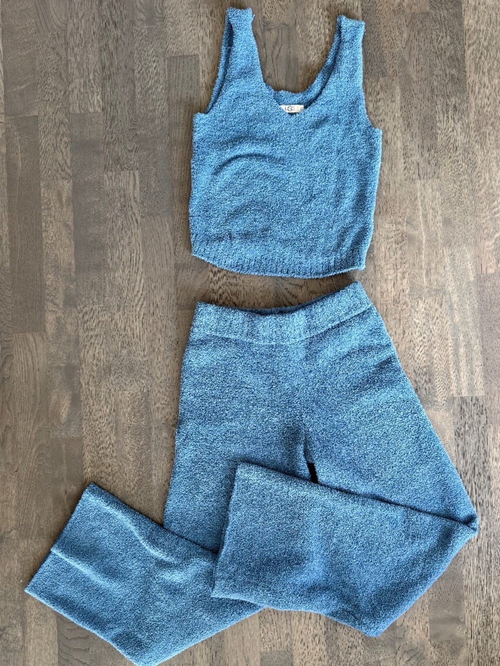 UGG Sherpa Fleece Lounge Set Blue Tank Top & Wide Leg Pants Size S